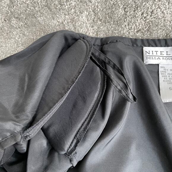 90s Vintage Beaded 100% Silk Evening Jacket Size S Black Blue Party Glam - Picture 11 of 15